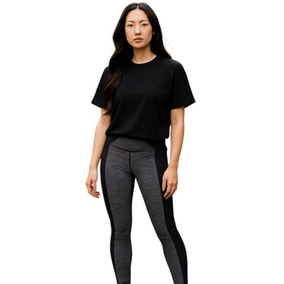 90 Degree by Reflex Large Women's Black Grey Leggings Stretch Activewear - Picture 1 of 8
